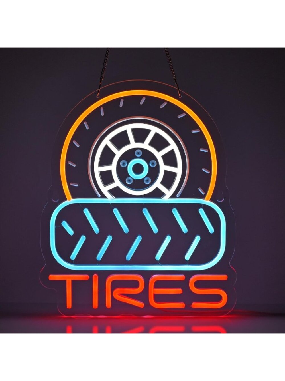 Ultra Bright Neon Tire Sign - Dimmable Wall Art for Garage, Auto Shop & Repair